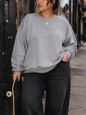 Vans Faded Lessons Retro Gray Crewneck Sweatshirt XL NWT Oversized Pullover